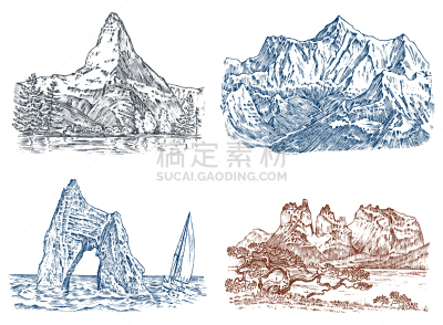 山,珠穆朗玛峰,马特洪峰,地形,户外,白色,黑色,木制,复古,冒险