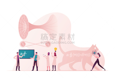 矢量,公式,人,科学家,绘画插图,量子力学,概念,科学,小的