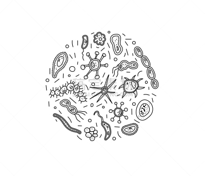 细菌,生物学,一个物体,植物群,品牌名称,证章,草图,着色