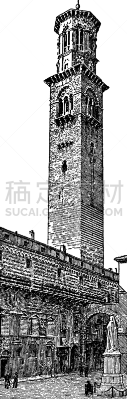 雕刻图像,圣马可大钟塔,白色,部分,图像,矢量,意大利,美因河,复古