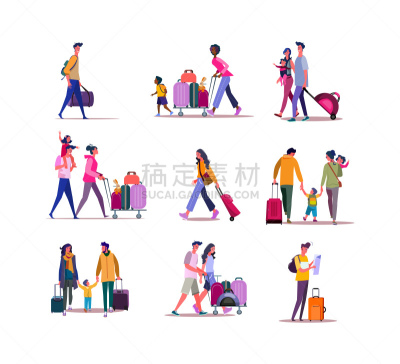 行李,旅途,背景分离,家庭,父母,模板,现代,女人,儿童,平铺