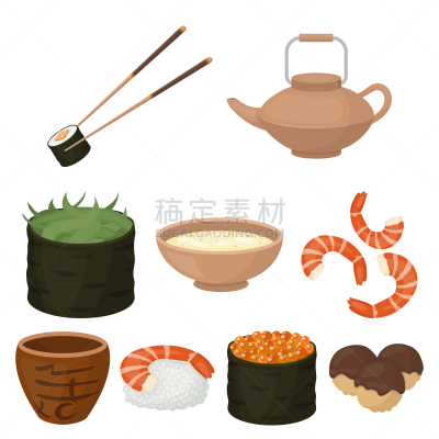 寿司,巨大的,分离着色,筷子,日式烤章鱼丸,鱼卵,寿司卷,图像,海老寿司,收集