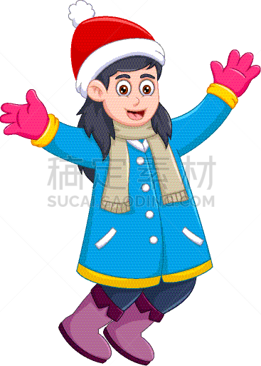 女孩,衣服,厚衣服,动画片,乐趣,可爱的,热,连指手套,霜,休闲