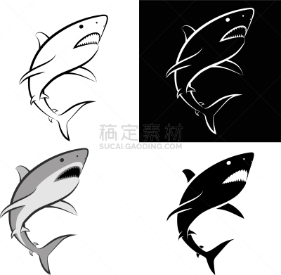 鲨鱼,分离着色,轮廓,图像,蓝鲨,灰角鲨,海洋,哺乳纲,大白鲨,品牌名称