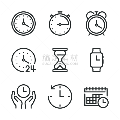 图标集,秒表,家庭,线条,信心,商务,测量工具,腕表,迅速,模拟设备