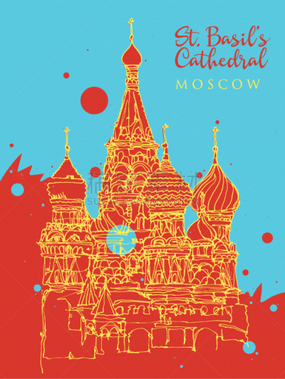 drawing sketch st basil cathedral in moscow