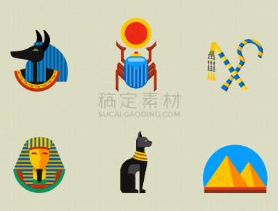 埃及,国际著名景点,扁平化设计,神,布塔,埃及太阳神,路易斯十六世,法老,旅行,布置