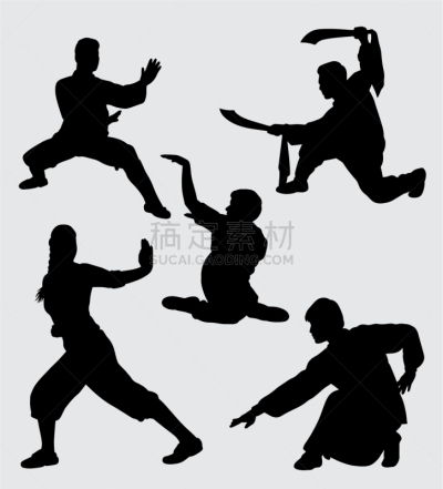 武术,运动,男人,女人,酷,时髦的,剪影
