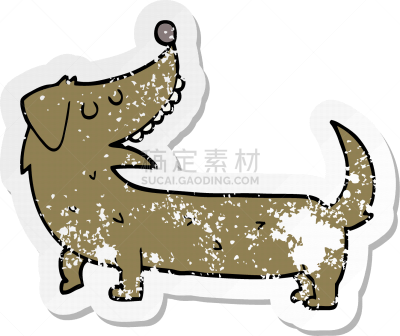 狗,标签,仿旧磨损的效果,卡通,可爱的,图像,撕破的,棍,性格,绘制