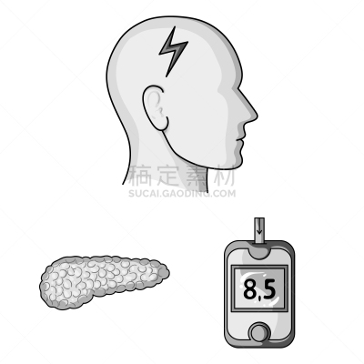 糖尿病,计算机图标,黑白图片,分离着色,人,测量工具,男人,收集,布置,生病