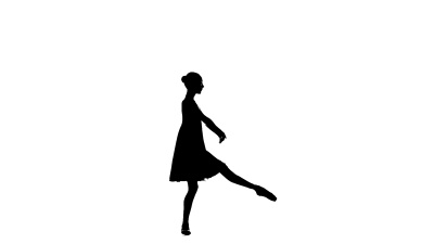 在白色背景上摆姿势的芭蕾舞女演员。剪影。慢动作