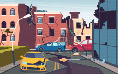 damaged urban landscape nature cataclysm city