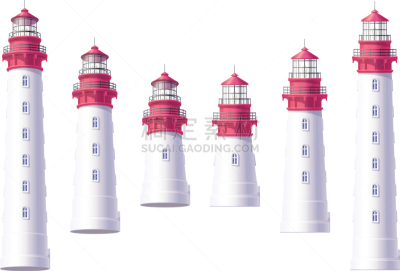 灯塔楼,灯塔,船,夏天,草图,建筑,布置,写实