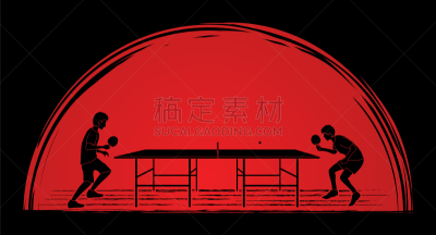 男人,进行中,乒乓球,两个人,分离着色,轮廓,休闲,击打