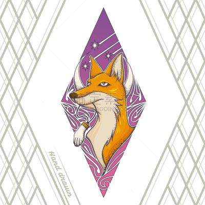 狐狸,动物手,分离着色,可爱的,自然,华丽的,野生动物,肖像,绘制