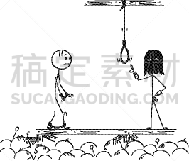 男人,一个人,卡通,刽子手,群众,概念,名声,步行