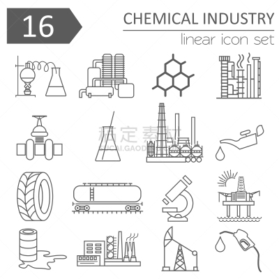 工业,线图标,计划书,化学制品,图标集,分离着色,金属,图像,建筑业,钢铁