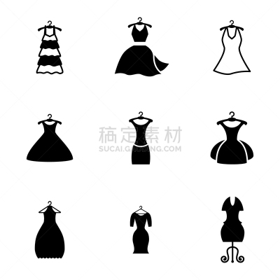 时尚,衣服,计算机图标,女人,女孩,夜晚,夏天,黑色,剪影,聚会