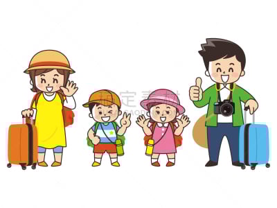 旅途,家庭,金毛拉布拉多猎犬,可爱的,母亲,手提箱,父亲,女人,儿童,童年