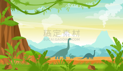 恐龙,森林,野生动物,云,侏罗纪,已灭绝生物,草,动物,力克斯兔,剪影