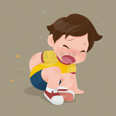 儿童,瘀伤,绘画插图,痛苦,男孩,悲哀,意外事件,黄色,室内地面,落下