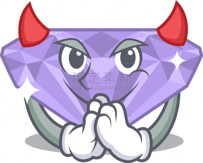 恶魔,紫色,钻石,卡通,可爱的,周年纪念,坦桑黝帘石,乐队,包,蹦