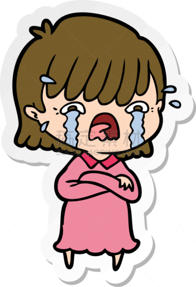 女孩,标签,卡通,人,女人,性格,图像,矢量,哭,绘制