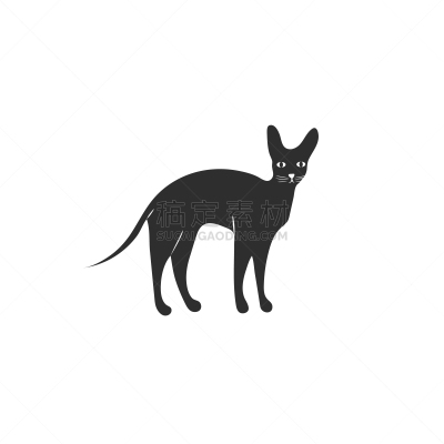 可爱的,卡通,计算机图标,猫,性格,史芬克斯无毛猫,纯种犬,简单,时尚,剪影