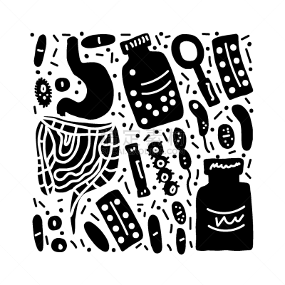 概念,植物群,益生菌,肠道,微生物学,健康保健,纽扣电池,药,生病,收集