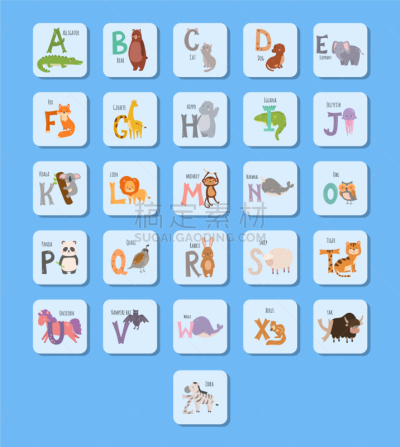 可爱的,字母,动物,动物园,幽默,动画片,猴子,斑马,字母表次序,野生动物