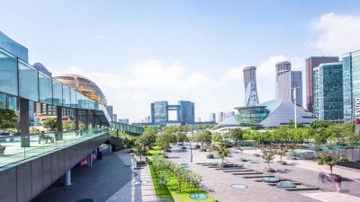 现代城市杭州的城市景观，时间弹性，超薄， 