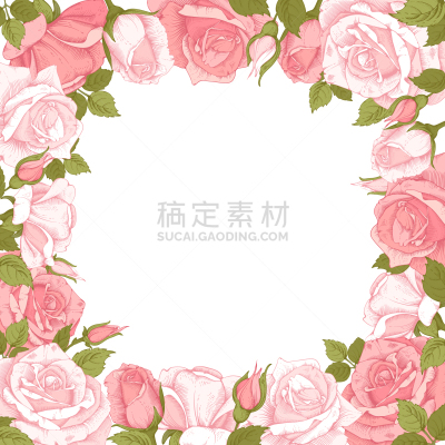 玫瑰,边框,夏天,春天,白色,粉色,可爱的,浪漫,花,复古