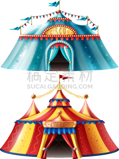 马戏团,图标集,华丽的,图像,公园,帐篷,体育场,矢量,写实