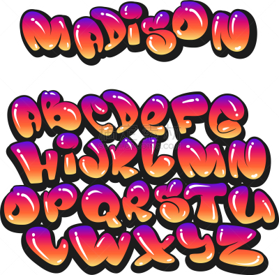 字母,动画片,风格,轮廓,式样,可爱的,华丽的,性格,收集