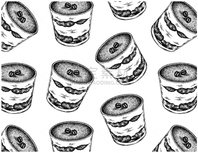 矢量,绘画插图,提拉米苏,菜单,蛋糕,复古风格,甜点心,自制的,草图,方津杏仁酒