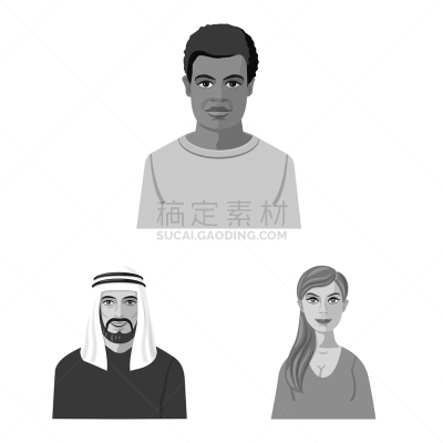 人的脸部,一个人,图标集,灰色,肖像,饰头巾,莫诺湖,发型,照片,设计