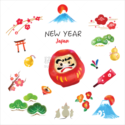 鼠年,新年前夕,绘画插图,日本,符号,组物体,矢量,手,老鼠,式样