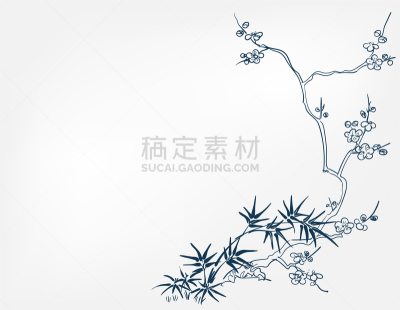 涂料,草图,日本,花朵,桃,式样,墨水,高雅,贺卡