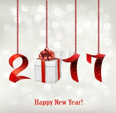 礼物,2017年,新年,背景,红色,事件,机遇,概念,问候,庆祝