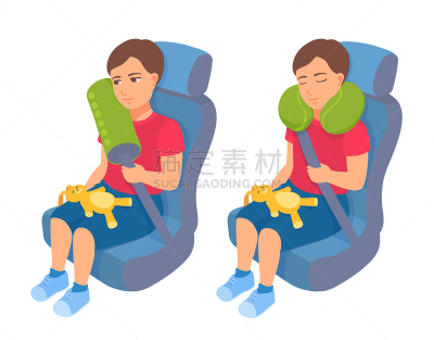 男孩,安全的,儿童,旅途,座位,幼儿,颈枕,汽车,安全绳,坐