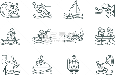 冲浪风筝,轮廓,矢量,符号,水上运动,跳崖,飞行板运动,细的,跳水