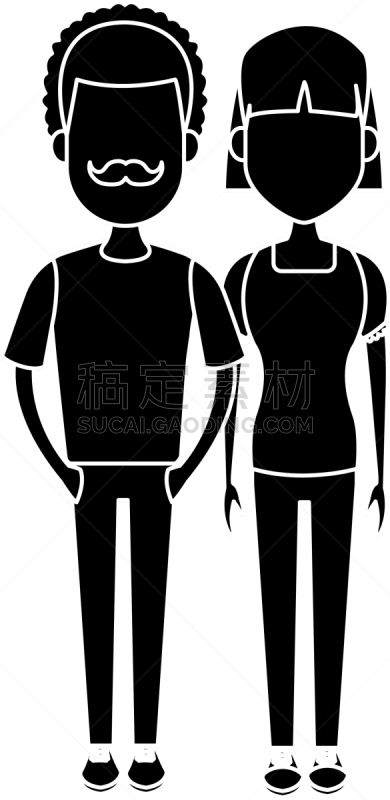 青年伴侣,卡通,分离着色,可爱的,人,概念,浪漫,肖像,图像