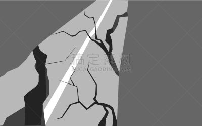 绘画插图,平坦的,破碎的,损坏的,矢量,路,自然灾害,地震,环境损害,人行道