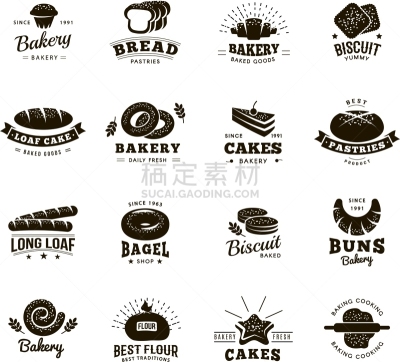 面包店,黑白图片,标签,商务,面包,食品,膳食,图像,布置,烹调