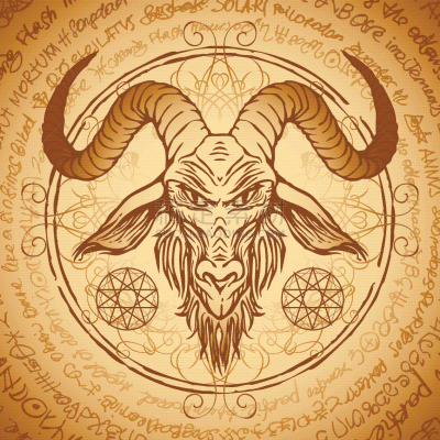 手稿,山羊,有角的,动物头,秘密,魔鬼,动物,恶魔,猜疑