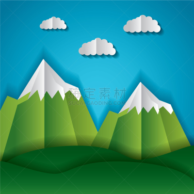 折纸工艺,地形,自然,云,图像,雪,折叠的,矢量,植物,休闲