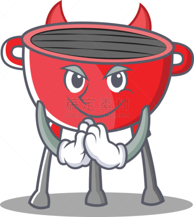 恶魔,动画片,烤肉架,可爱的,格子烤肉,热,香肠,食品,图像,烹调