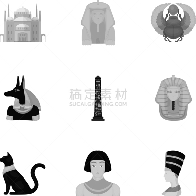 巨大的,古埃及文明,时尚,计算机图标,单色调,分离着色,面罩,木乃伊化的,布置,收集