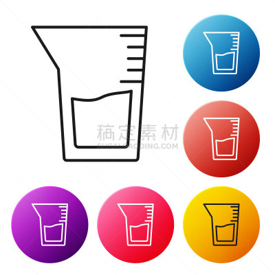 烧杯,矢量,绘画插图,实验室玻璃器皿,计算机图标,圆形,黑色,线条,白色背景