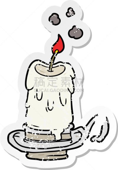 蜡烛,怪异,标签,卡通,仿旧磨损的效果,可爱的,图像,撕破的,可爱,棍
